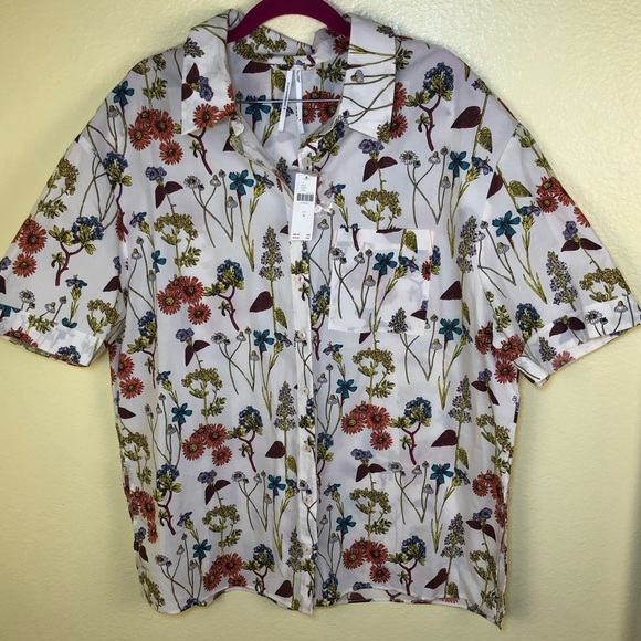 By Anthropologie floral oversized Short-Sleeve Pajama Top size M - Picture 3 of 9